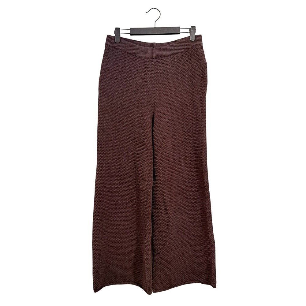 Free People Beach Brown Popcorn Knit Wide Leg Pants SMALL